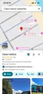 a screenshot of a cell phone with a map at Casa Rústica em Morro Branco - na quadra da praia in #N/A