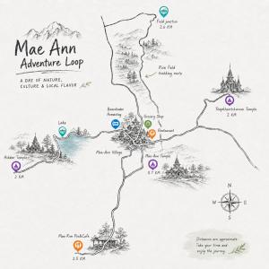 a map of the mine arm adventure loop at Baandindon Private Earthhouse Homestay in Mae Rim
