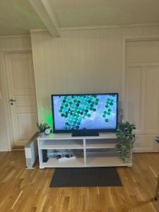 a flat screen tv in a living room at Cozy 2-Bedroom Apartment in Kristiansand