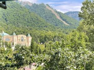 a large house in the middle of a mountain at Panoramic apartment in Gabala