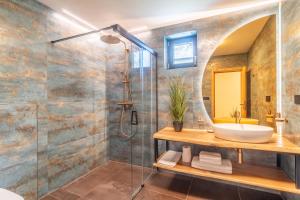 a bathroom with a sink and a shower at Casa Lipa in Horní Maršov +29 photos