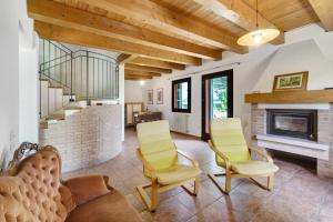 a living room with chairs and a fireplace at Agriturismo Amoler in Mirano