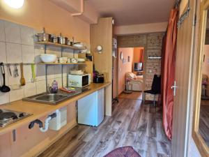 a kitchen with a sink and a counter top at Apartments Schramm in Eisenach