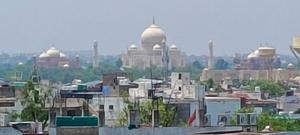 a view of a city with buildings and mosques at Hotel Harsh Vilas-Near Tajmahal Agra in Agra