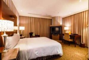 a hotel room with a bed and a television at G N Hotel & Restaurant Bodla in Agra