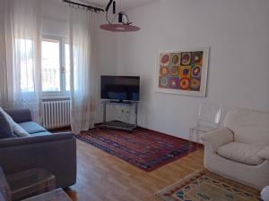 a living room with a couch and a tv at Guest House Soma Montecchio in Montecchio Emilia