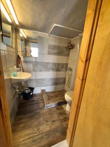 a bathroom with a toilet and a sink at Βαχος rooms 3 in Areopoli