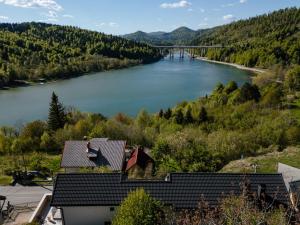 a view of a river with a bridge in the distance at Villa Orso by Interhome in Fužine +66 photos