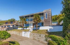 a house on a hill with palm trees at Kittiwake - Ventnor Bay with Hot Tub in Ventnor