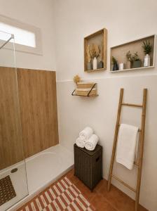 a bathroom with a shower with a glass door at Van Gogh Flat By La Gobernanta in Alicante +12 photos