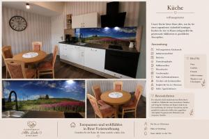 a collage of photos of a kitchen with a table at Ferienappartment Alte Liebe in Poppenhausen