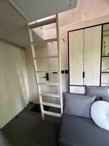 a bedroom with a bunk bed and a ladder at Posed v korunách stromů in Kutná Hora
