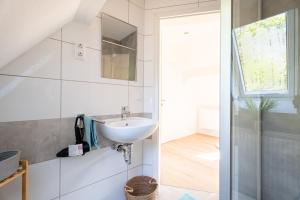 a bathroom with a sink and a mirror at Häusle Fritz in Weier +23 photos