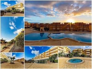 a collage of pictures of a resort with a swimming pool at Spacious Apartment with Garden & Terrace in Puerto de Santiago