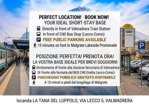a sign in front of a train station at B&B near Lake Como - Close to train & bus - Breakfast included in Valmadrera