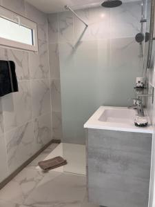 a bathroom with a sink and a shower at La Catalane in Perpignan