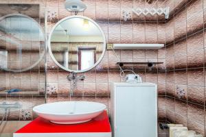a bathroom with a sink and a mirror at Byty Na vyhlídce in Zdice +20 photos