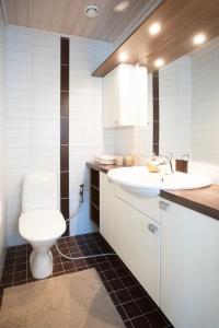 a bathroom with a toilet and a sink at Kasukkatie 2B in Tahkovuori +26 photos