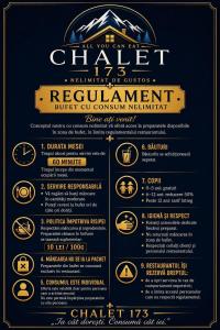 a poster for a restaurant with a menu at Chalet 173 in Gura Humorului