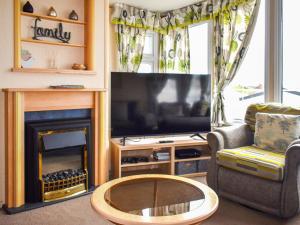 a living room with a tv and a fireplace at Apple Grove 24 in Exmouth