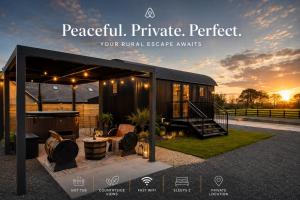 a rendering of a tiny house with a pergola at Everwood Escape- The Willow Hut With Private Hot Tub in Dungiven