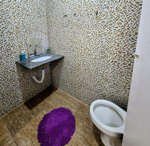 a bathroom with a sink and a toilet at Casa no centro de Poços de Caldas in Poços de Caldas