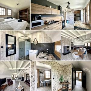 a collage of photos of a hotel room at Chaumière cosy avec SPA Baie de somme in Abbeville