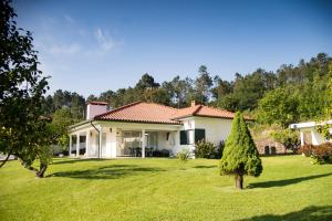 a white house with a yard with a tree at Quinta da Caselinha in Paredes de Coura
