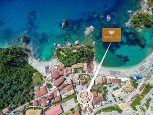 an aerial view of an island in the ocean at Parga Gem K in Parga