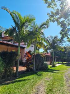 a row of palm trees in front of a house at Nido de Pajaros Posada Boutique in Concepción