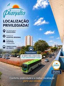 a poster of a bus on a city street at Pousada Planalto in Juazeiro do Norte