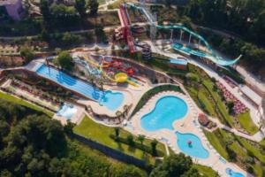 an overhead view of a water park with a pool at Casa Ponte de São Gonçalo in Amarante