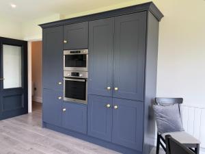 a blue cabinet with two ovens in a kitchen at Number 6 Westpark Spanish Point in Spanish Point +14 photos
