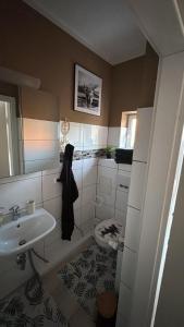 ein Badezimmer mit Waschbecken und Toilette in der Unterkunft Stadtoase 3 in Wittenberge