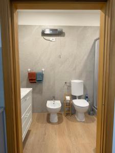 a bathroom with a toilet and a sink at Residenza Dei Castelli in Coredo