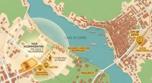 a map of the city of melbourne with attractions at B&B near Lake Como - Close to train & bus - Breakfast included in Valmadrera