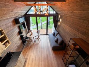 an overhead view of a living room in a house at Beržų oazės spa in Molėtai