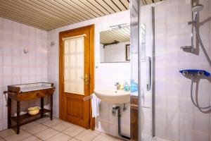 a bathroom with a sink and a shower at Gîte Éclat De Soleil in Beblenheim +24 photos