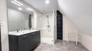 a bathroom with a sink and a shower at Le Nature in Eguisheim