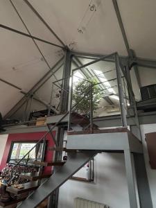 a staircase in a building with a potted plant on it at Loft au cœur du Mans in Le Mans