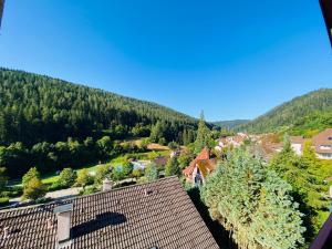 a view of a town with trees and a mountain at Urlaub Schwarzwaldliebe in Bad Teinach-Zavelstein