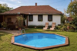 a small pool in the yard of a house at Árnyaskert Vendégház in Békésszentandrás