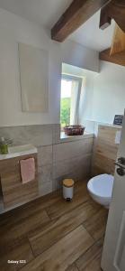a bathroom with a sink and a toilet and a window at Maison d' Adèlbraz in Voulaines +18 photos