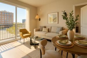a living room with a couch and a table at The Manor - Chevy Chase in Chevy Chase