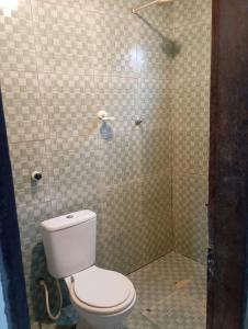a bathroom with a toilet and a shower at Casa simples e aconchegante in Campina Grande +7 photos