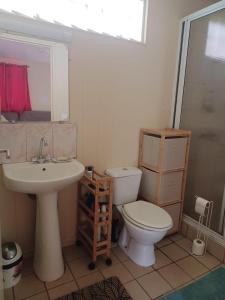 a bathroom with a toilet and a sink at Fare vallée de Paopao in Paopao
