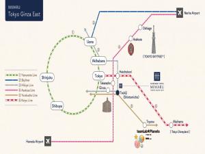 a map of the moscow metro east at MIMARU Tokyo Ginza East in Tokyo