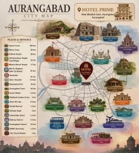 a map of the amazon card city map at Hotel Prime Lodging in Aurangabad