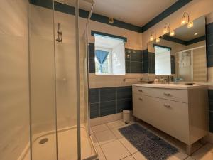 ein Badezimmer mit Dusche und Waschbecken in der Unterkunft Lasquet in Mont-Disse + 45 Fotos