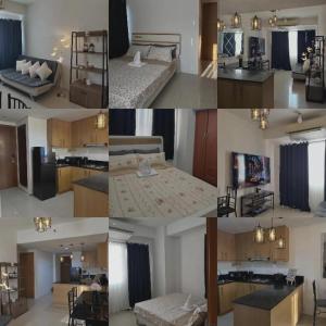 a collage of four pictures of a room at Shell Staycation in Manila